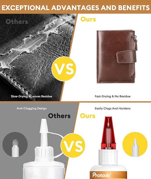 Leather Glue, 35g Heavy Duty Super Strong Clear Glue, Waterproof Flexible Adhesive for Leather Bonding, Repair, Shoes, Bags, Sofas, Belts, Crafts, DIY Kits