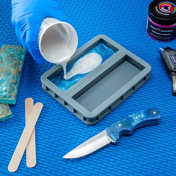 Rockler Silicone Casting Mold for Knife Scales - Resin Mold for Custom Knife Handle Blanks - Flexible Silicone Kit for Epoxy Casting, Smooth Finish 2 x 6 Inch Cavities