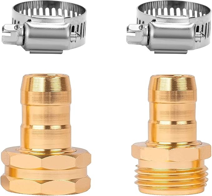LIULO TOOL Garden Hose Repair Connector with Clamps, Fit for 3/4" or 5/8" Aluminum Garden Hose Fitting, Male and Female Hose Fittings, 3 Sets