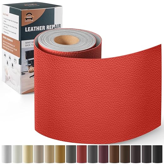 Leather Repair Kit for Furniture 4"x 63" Leather Tape Repair Patch Self Adhesive Sofa Vinyl Repair Patch Kit for Car Seat,Couch,Boat Seat,Chair - Red