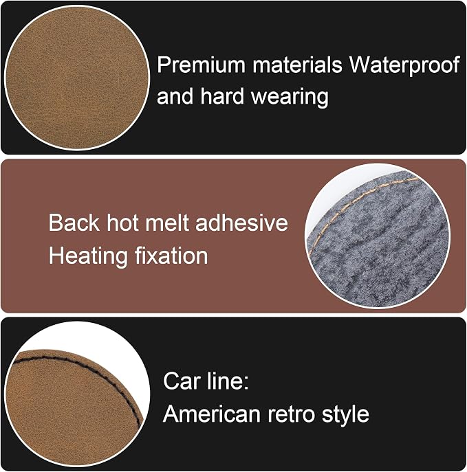 SmallCat 10 PCS Round Leather Patches for Hats, Iron on Blank Patch, Artificial Leather Patches for Laser Engraving, Repair Patch for DIY Sewing Crafts for Hats, Jackets, Jeans - Khaki