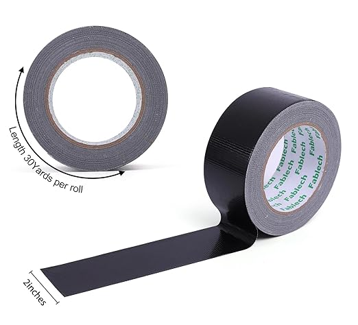 Black Duct Tape Heavy Duty, 9 Mil Thickness, 2 Inch x 30 Yards, Waterproof Strong Adhesive with No Residue, Flexible, Tear by Hand for Indoor Outdoor Repairs, DIY, Industrial & Professional Use