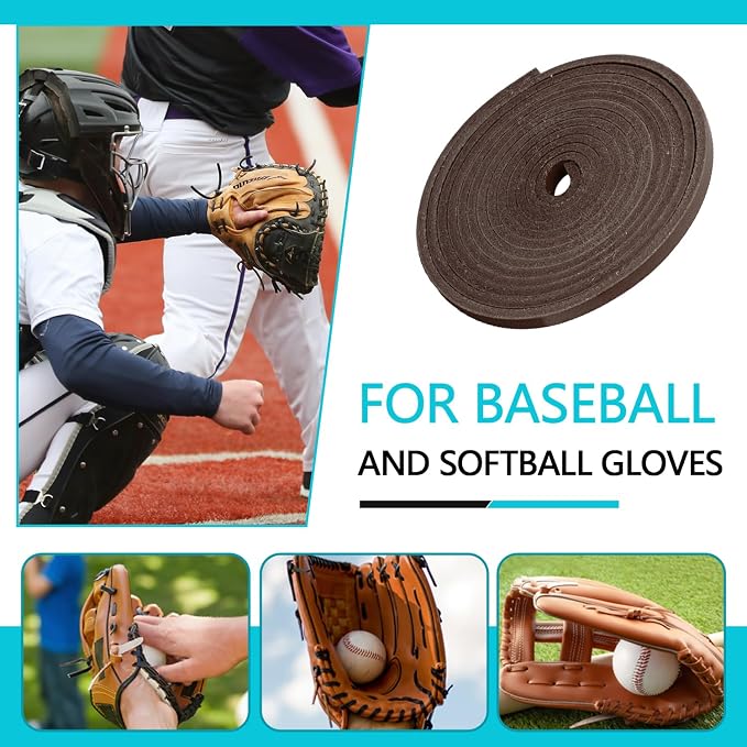Baseball Glove Lace, Mitt Lace Repair Kit Softball 2 Leather Laces and 2 Lacing Needles for Catcher's Glove