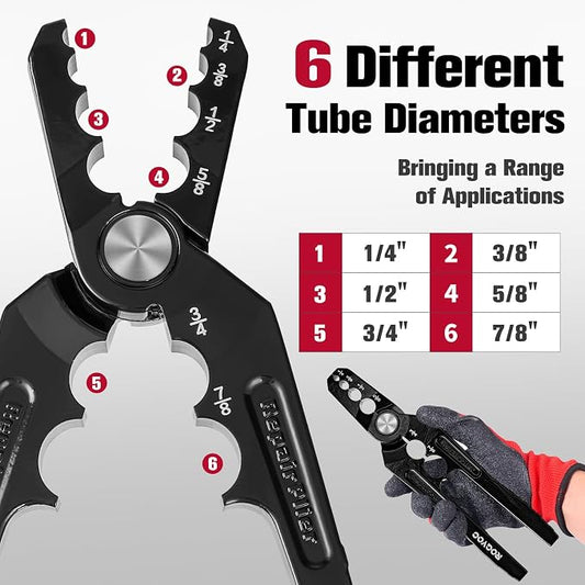 Copper Tubing Repair Tool, Copper Pipe Rounder with 6 Hole 1/4, 3/8, 1/2, 5/8, 3/4, 7/8 Inch, HVAC Refrigerant Pipe Repairer for Copper Aluminum Pipe