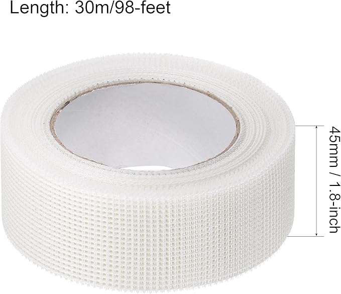 uxcell Drywall Joint Tape Self-Adhesive Fiberglass 1.8-inch x 98-feet Repair Patch Wall Hole Crack Mesh Size 2mm