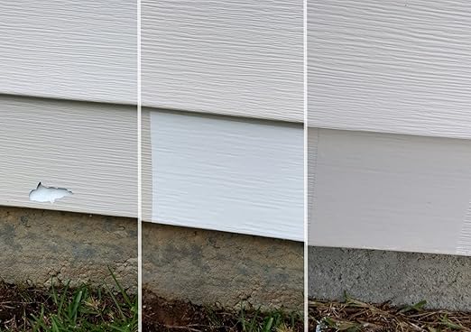 Mendyl Vinyl and Stucco Siding Repair Kit - Cover Any Cracks Holes or Blemishes - White Durable Self-Adhesive Paintable Vinyl Siding Patch Cut to Fit and Cover Any Cracks - 2 Patches (2)
