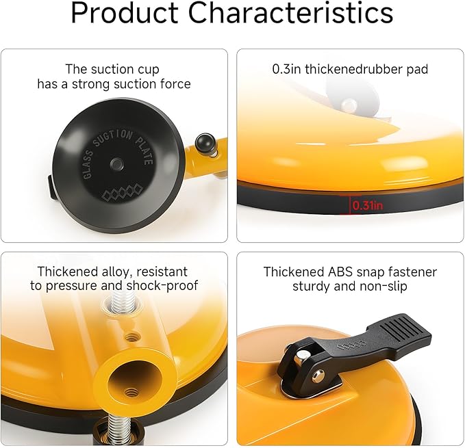 LOZLIN Granite Marble Countertop Seam Leveling Tool, Adjustable Vacuum Suction Clamp Set for Stone Slab Installation and Repair, Professional Gap Adjustment Kit Yellow Rubber