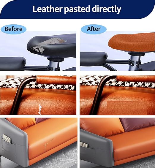 Oversized Leather Repair Tape, Adhesive Repair for Leather,17.7 x 78.8inches, for Sofas, car Seats, Furniture, Bags, Jackets, Armchair Tear Repair Patches (Orange)