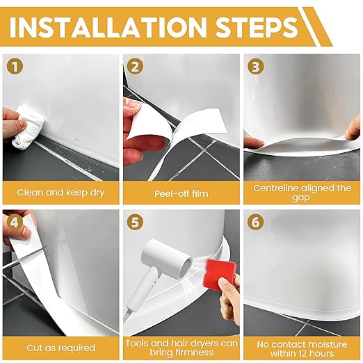 White Caulk Tape, 2 Rolls Waterproof Self Adhesive Bathroom Caulk Strip, 1.5" x 10.5Ft Caulking Sealant Tape for Kitchen Sink, Bathtub, Toilet Base and Wall Edge with Sealing Tool