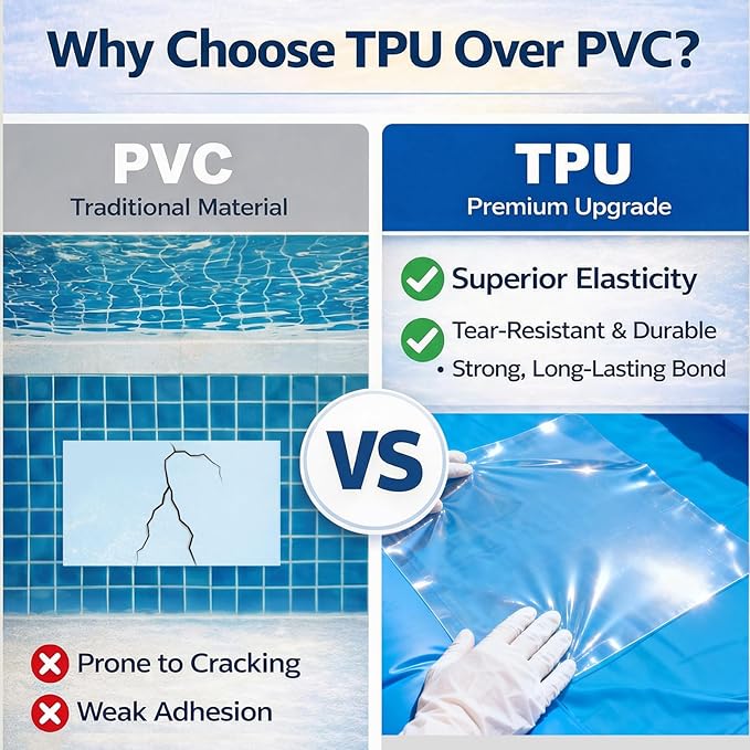 Extra Large Pool Liner Repair Patch, 2.79 x 4.1 Ft Self-Adhesive TPU Waterproof Patch Repair Kit for Above Ground Pools, Inflatable Pools, Pool Floats, Bounce Houses