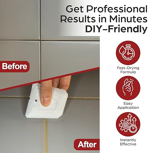 ISPAR Tile Grout Repair Kit – Beige Grout Filler 14 oz Value Size, Pre-Mixed Grout Repair Paste, Ready to Use Tile Joint Filler for Bathroom & Shower Tile, Spatula & Sponge