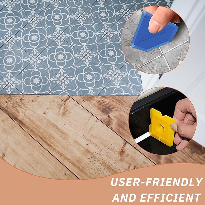 5 pcs Caulk Tool Kit and 40 pcs Caulk Cap, VEINARDYL Silicone Sealant Finishing Tool Grout Scraper Caulk Removal Tool for Floor Sink Joint, Caulk Saver Cap Caulk Tube Sealer Caps for Sealing