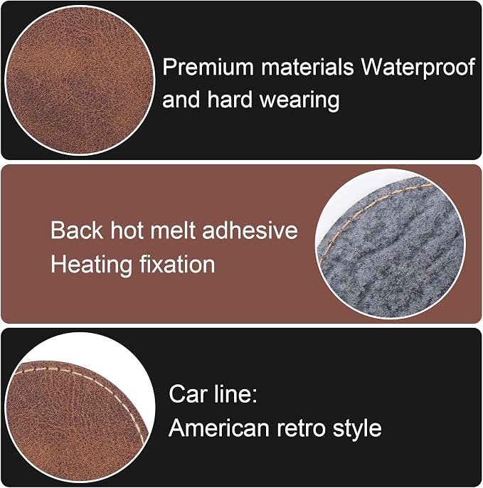 SmallCat 10 PCS Round Leather Patches for Hats, Iron on Blank Patches, Artificial Leather Patches for Laser Engraving, Repair Patches for Sewing Crafts for Hats, Jackets, Backpack, Jeans - Brown