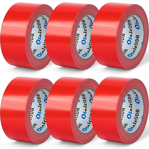 Oleitodh 6 Pack Red Duct Tape Heavy Duty,8.3 Mil Thickness,2 Inches x 30 Yards,Strong Industrial Strength,Flexible,No Residue,Waterproof and Tear by Hand,Multi-Use for Indoor & Outdoor Repairs