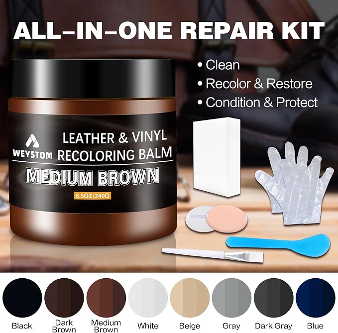 Leather Recoloring Balm, Color Restorer Conditioner, Leather Dye for Furniture, Couch Paint and Repair, Scratch Remover, Leather Color for Couches, Leather Repair Kits