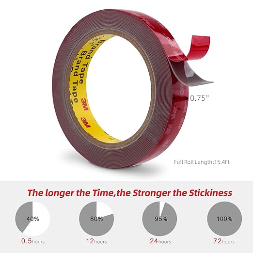 3M Heavy Duty Double Sided Tape 0.75" x 15.4Ft Mounting Tape Foam Tape Waterproof for Indoor Outdoor Home Office Automotive Decor