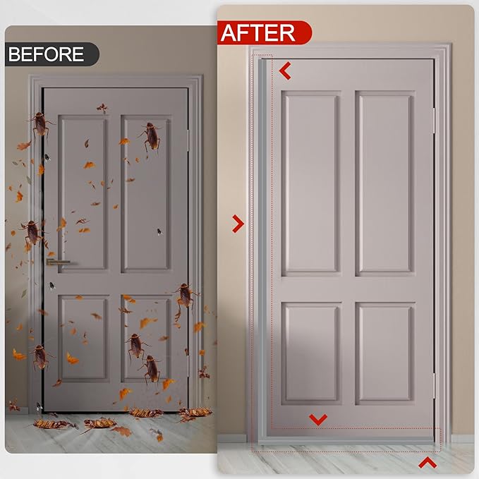 MYFAMIREA Door Weather Stripping 2IN (W) x 40FT (L) Door Draft Stopper Seal Tape Silicone Seal Strip Self Adhesive Shower Sweep Insulation Tape Side Bottom Strip for Sliding Glass Window Gap, Gray