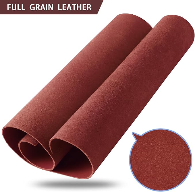 RingSun 24''X24'' Red Leather Sheets for Crafts (2mm), Full Grain Leather Tooling Leather