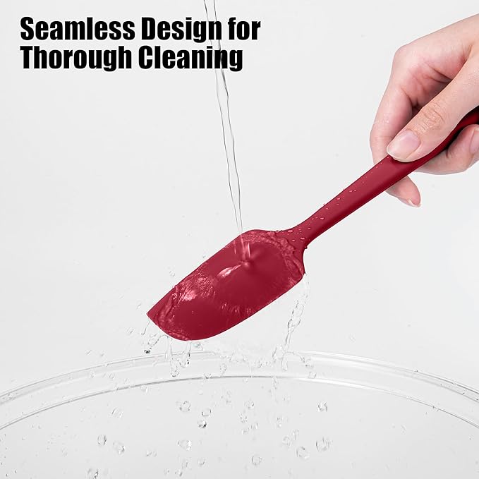 600°F Heat Resistant Small Spatula, Doosu Mini Food-Grade Silicone Bowl Scraper Compact Flexible Kitchen Cooking Baking Tool for Scraping Jar Jams Nut Butters & Mixing Stirring Sauce (Red)