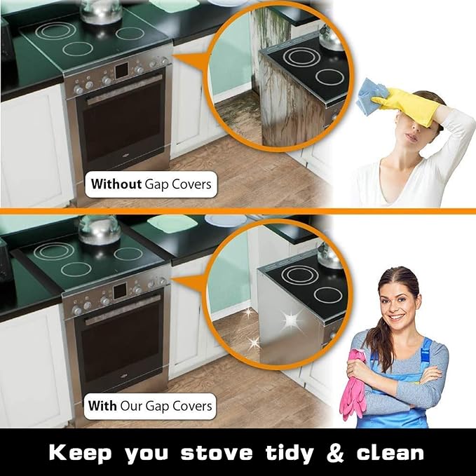 SEVCHY Silicone Stove Gap Covers (2 pack), Oven Gap Filler, Heat Resistant Stove Gap Filler, Seal Gap between Stovetop and Counter, Easy Clean (21 inch, White)
