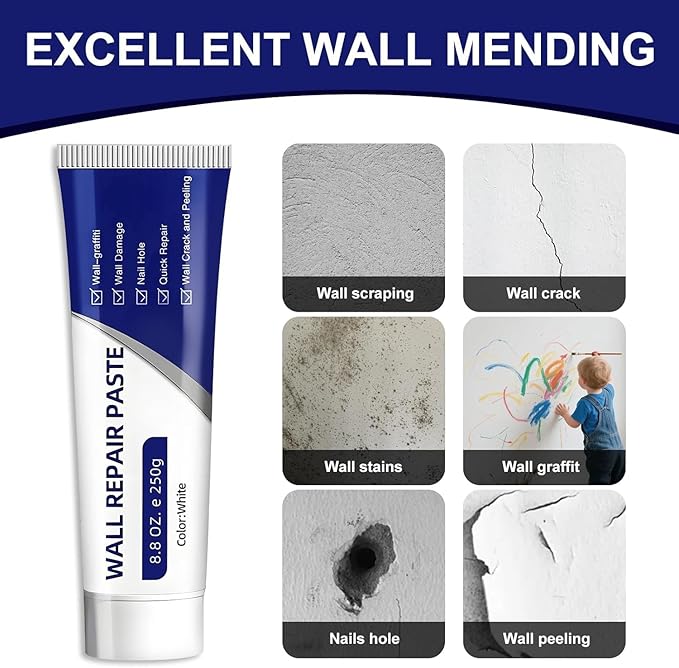 Efficient Drywall Repair Kit with Scraper, 2026 New Wall Patch Repair Kit with Scraper, Quick Drying Wall Mending Agent for Holes & Cracks, Multi-Functional Drywall Patch Paste Repair Kit for DIY Home