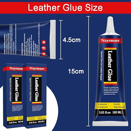 Leather Glue, Special Fabric Adhesive Permanent Clear Washable for BondingLeather and Different Materials (Leather Glue, 60 ML * 1 Pack)