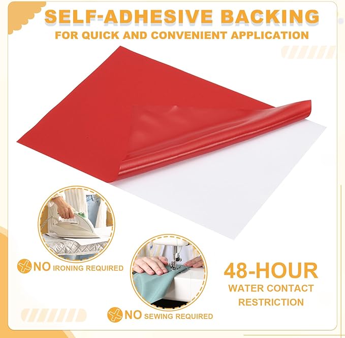 PATIKIL Nylon Repair Patch 8 x 6 Inch, 6pcs Self-Adhesive Down Jacket Repair Patches Waterproof Fabric Repairing Tape for Tents Sleeping Bag Outdoor Camping Gear, Red