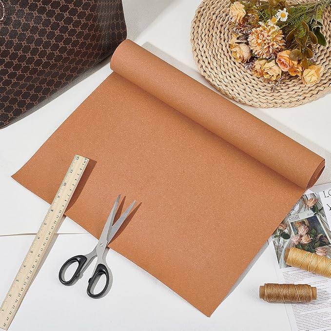 BENECREAT 59x15.7inch Leather Stiffener Roll, Sandy Brown Bag Stiffener, PVC Leather Roll for Leather Bag Liner, Craft DIY, 0.6mm Thick