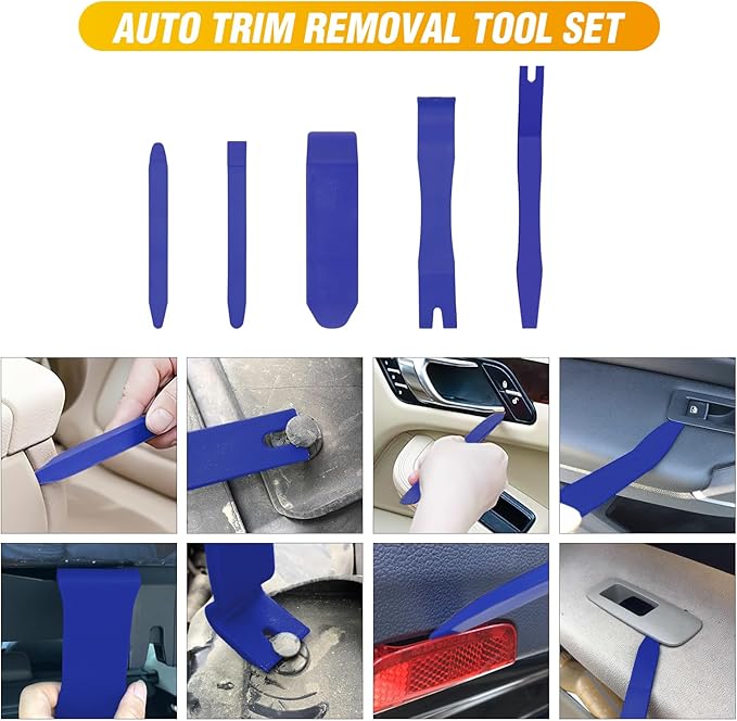 GOOACC 6PCS Auto Trim Removal Tool Kit No-Scratch Tool Kit for Car Audio Dash Panel Window Molding Fastener Remover Tool Kit-Blue