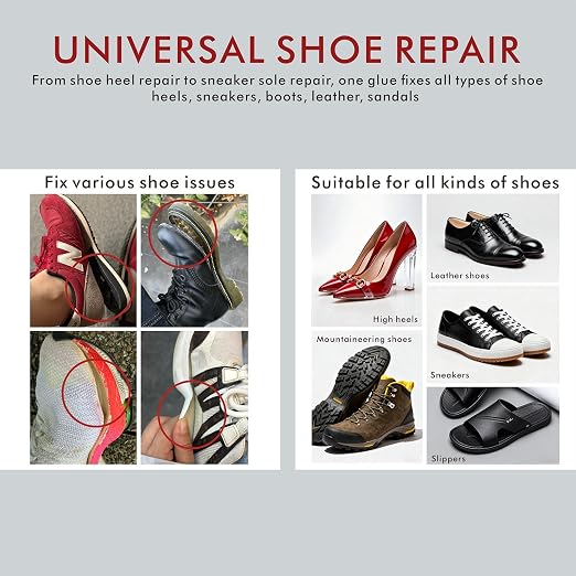 Strong Shoe Glue - 30-Second Quick Dry, Waterproof & Clear，Professional Adhesive for Instant Shoe Repair. Includes Precision Nozzle and Needle tip for Easy Application 2bottles