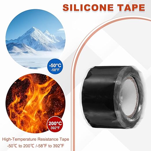 uxcell 2 Pcs Self Fusing Silicone Tape, 1" x 5ft Waterproof Water Leak Sealing Tape for Plumbing Pipe Hose Repair Handles, Black
