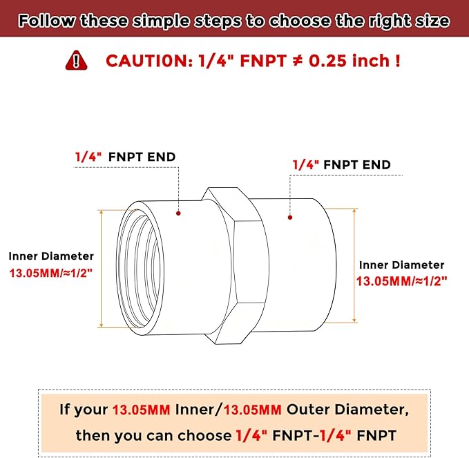 Pack of 12, 1/4" FeMale NPT to 1/4" FeMale NPT Solid Brass Pipe Fitting Coupler, Brass Coupling Hose Fittings Adapter for Pipe Leak Repair, Bathroom Remodeling, Tool Extensions