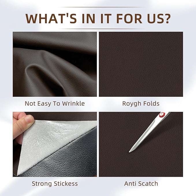 CHEIGHY Leather Repair Kit Self Adhesive Leather Repair Patch for Furniture 15.7X79 inch Vinyl Repair Kit for Couches Car Seats Sofa Office Chair Belt Jackets (Dark Grey)