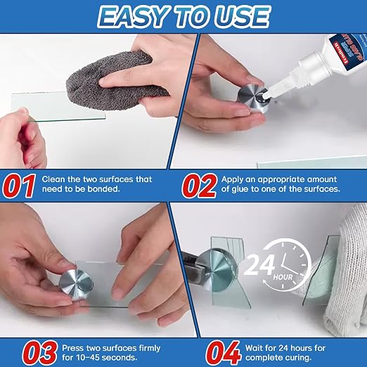 Glass Glue Clear Repair Heavy Duty 30 g, Super Glue for Glass with Anti-Clog Cap, for Acrylic, Mirror and More, Waterproof, Heat-Resistant (Clear, 30 Grams * 1 Pack, Glass Glue)