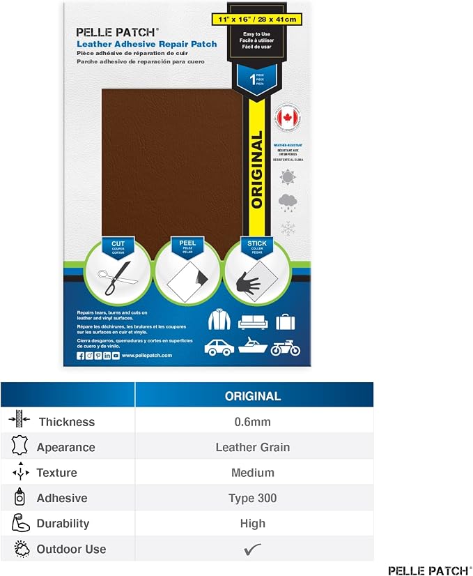 Leather Adhesive Sheets - 25 Colors Available - Original 11x16 - Tan