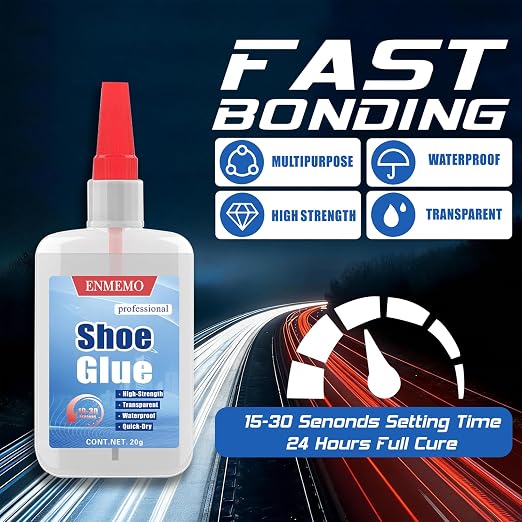 (2-in-1) Shoe Glue with Brush Applicator & Nozzle,Boot Glue,Clear Instant for Sole Repair,Shoe Heel Repair,Bonding Various Materials Such as Rubber,Leather