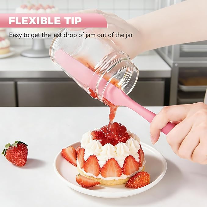 4 Pcs Silicone Jar Spatula Set, Sourdough Spurtle, Jar Scraper, Long Handle Thin Spatulas, Perfect for Jars, Bottles, Containers, Mixing, Scraping, Spreading Jam, Cake Icing and Sourdough Tools. (4)