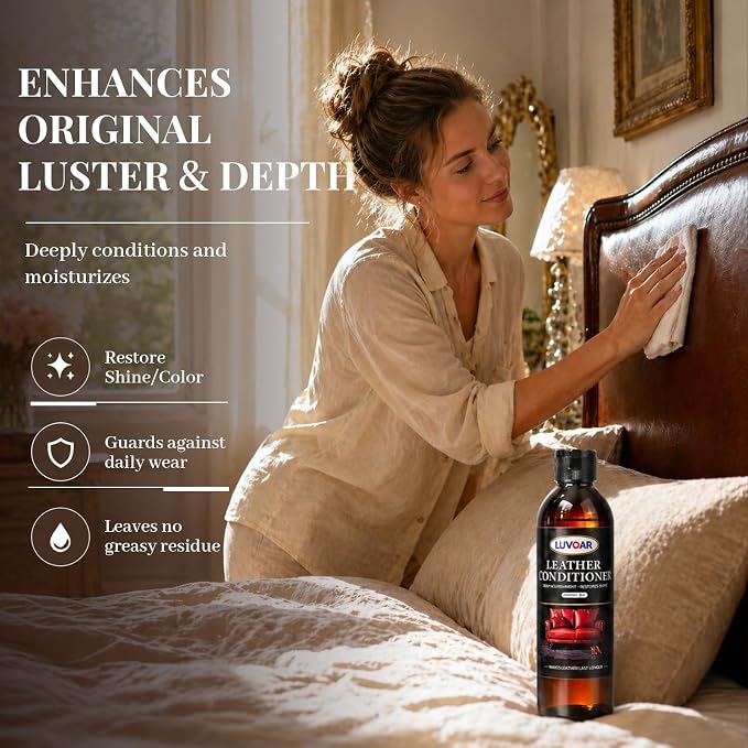 Leather Conditioner Oil - Deeply Nourishes for Leather Furniture, Car Seats, Shoes, Purses & Accessories -8oz