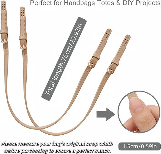 XIMEO 2 Pack Replacement Purse Straps – Adjustable PU Leather Handles with Buckle for DIY Bag Making, Tote & Handbag Repair