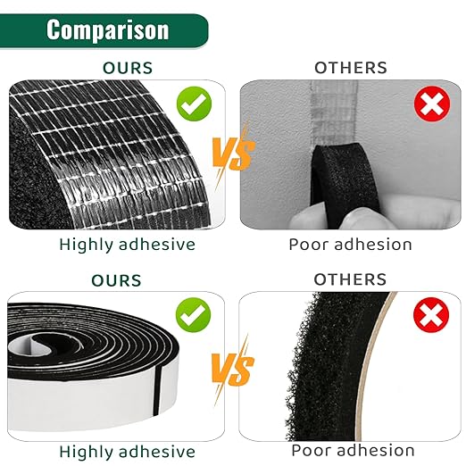 High Density Foam Tape - 1/2'' x 1/16'' x 13Ft Weatherproof Adhesive Prevent Condensation Heat Resistant Flame Retardant Weather Stripping Easy to Cut & Install & Remove for Car Doors Pipes Windows