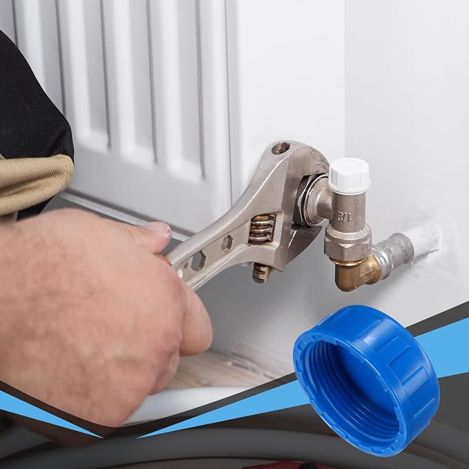 uxcell 5Pcs 1-1/2 Inch PT Female Thread PVC Pipe Fitting Cap, Cleanout Water Drain End Caps, Pipe Plug Socket Fittings with Tape for Water Heater Supply Lines, Plumbing, Blue