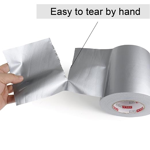 JIALAI HOME Duct Tape 6" Wide, 6 inch Wide Duct Tape Heavy Duty Waterproof 55 Yards (164 ft) Silver, UV Resistant for Crafts, Home Improvement, Repairs, & Projects