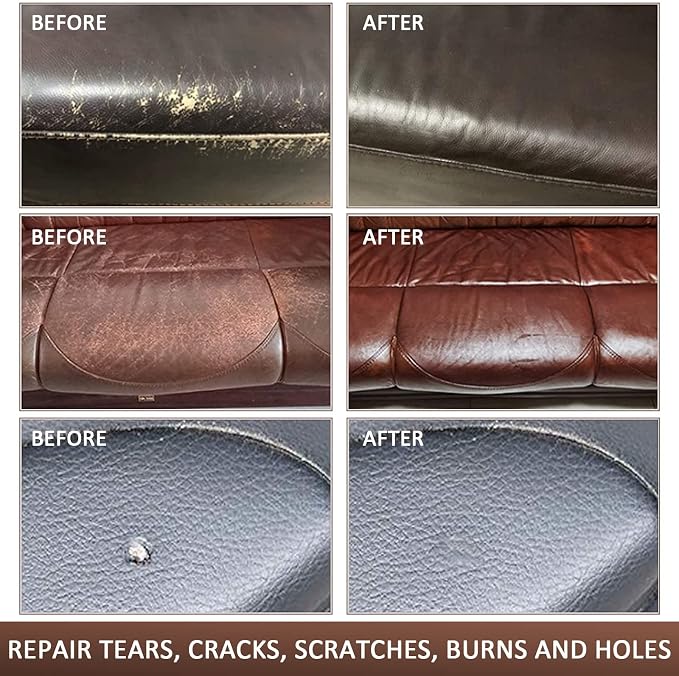 SEISSO Vinyl and Leather Repair Kit for Furniture, Sofa, Jacket, Couches, Car Seats and Purse. Easy Instructions to Match Any Color, Restore Any Material, Bonded, Italian, Pleather, Genuine