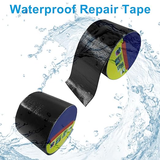 Waterproof Repair Tape, UV-Proof Multi-Surface Instant Seal Patch Repair for RV Awning, Boat Cover, Tent, Tarp & Canvas (3 Inch x 24.6FT, Black)