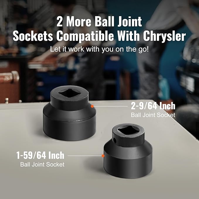 VEVOR Ball Joint Press Kit, 23 pcsTool Kit, C-Press Ball Joint Removal and Install Tools, for Most 2WD and 4WD Cars, Including 2-9/64 Inch,1-59/64 Inch Ball Joint Sockets Compatible with Chrysle