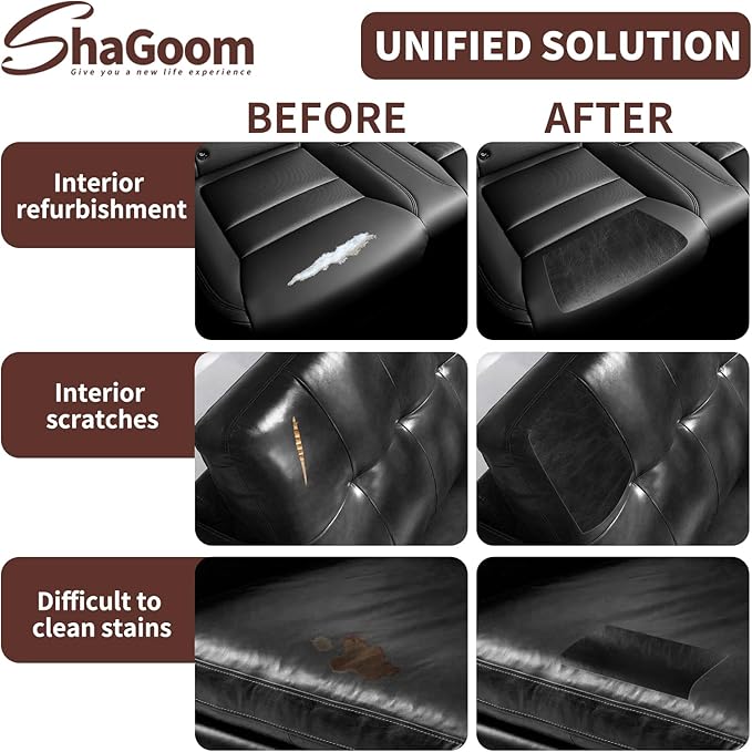 Shagoom Leather Repair Patch, 35X79 inch Strong Sticky Repair Patch Self Adhesive Waterproof, DIY Large Vinyl Patches for Couches, Furniture, Sofa, Car, Chair (DBrown, 35X79 inch)