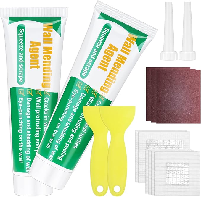 Drywall Repair Kit - Large Hole Patch, Wall Mending Agent with Scraper - Easy to Fill Holes for Home Wall, Plaster Dent Repair - 2 Pcs