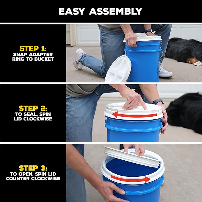 Gamma2 Seal Bucket Lid Food Grade Pet Food Storage Container Twist Lock Lid, 10" Diameter Fits Most 2 Gallon Buckets, White, Made in USA