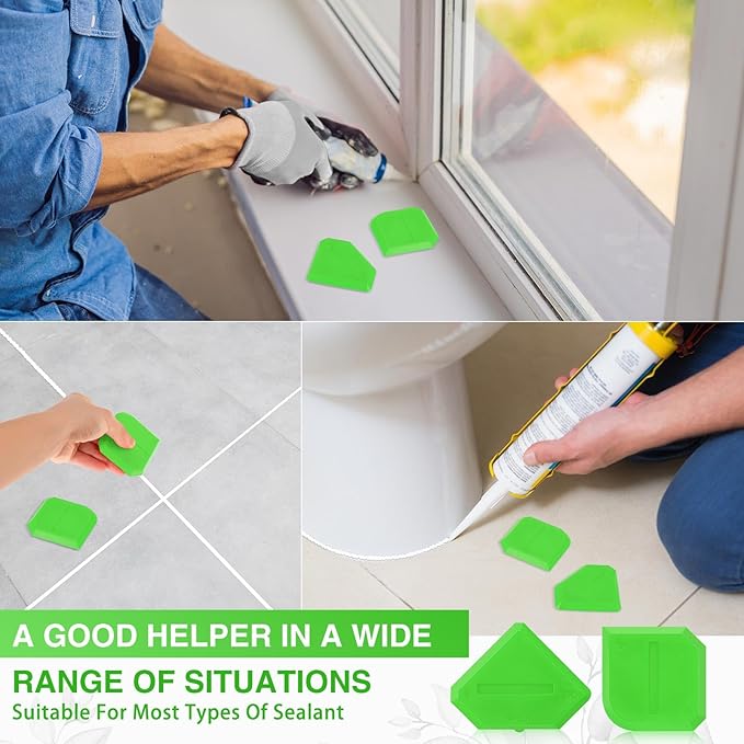 Outus 2 Pieces Caulking Tool Set Silicone Sealant Grout Tool for Kitchen Bathroom Floor Sealant Sealing (Light Green)