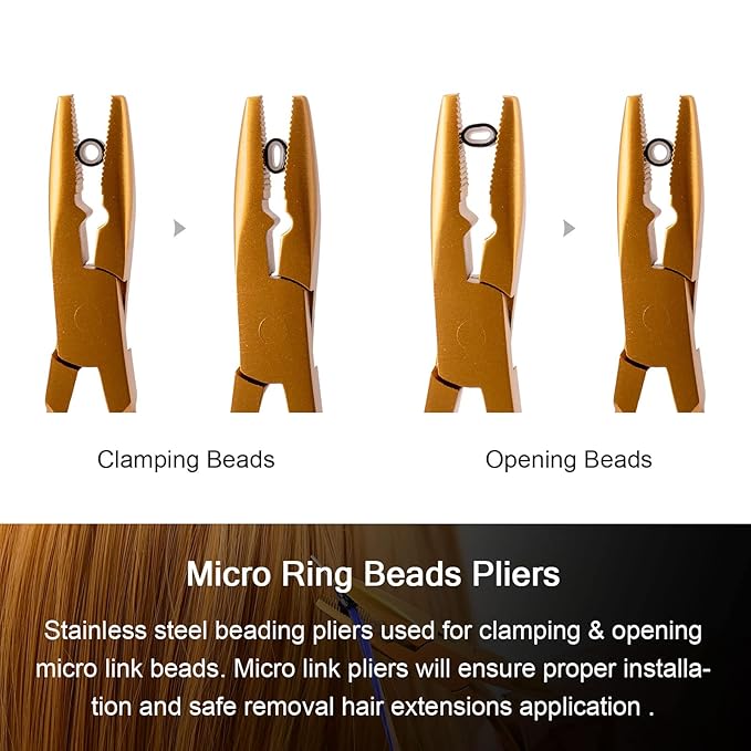 NEWISHTOOL Micro Links Hair Extensions Kit, Hair Extension Pliers for Beads, Hair Extension Loop Needle Pulling Hook Tool Bead Device Tool Kits, Micro Link Tools for Hair or Feather Extensions Styling